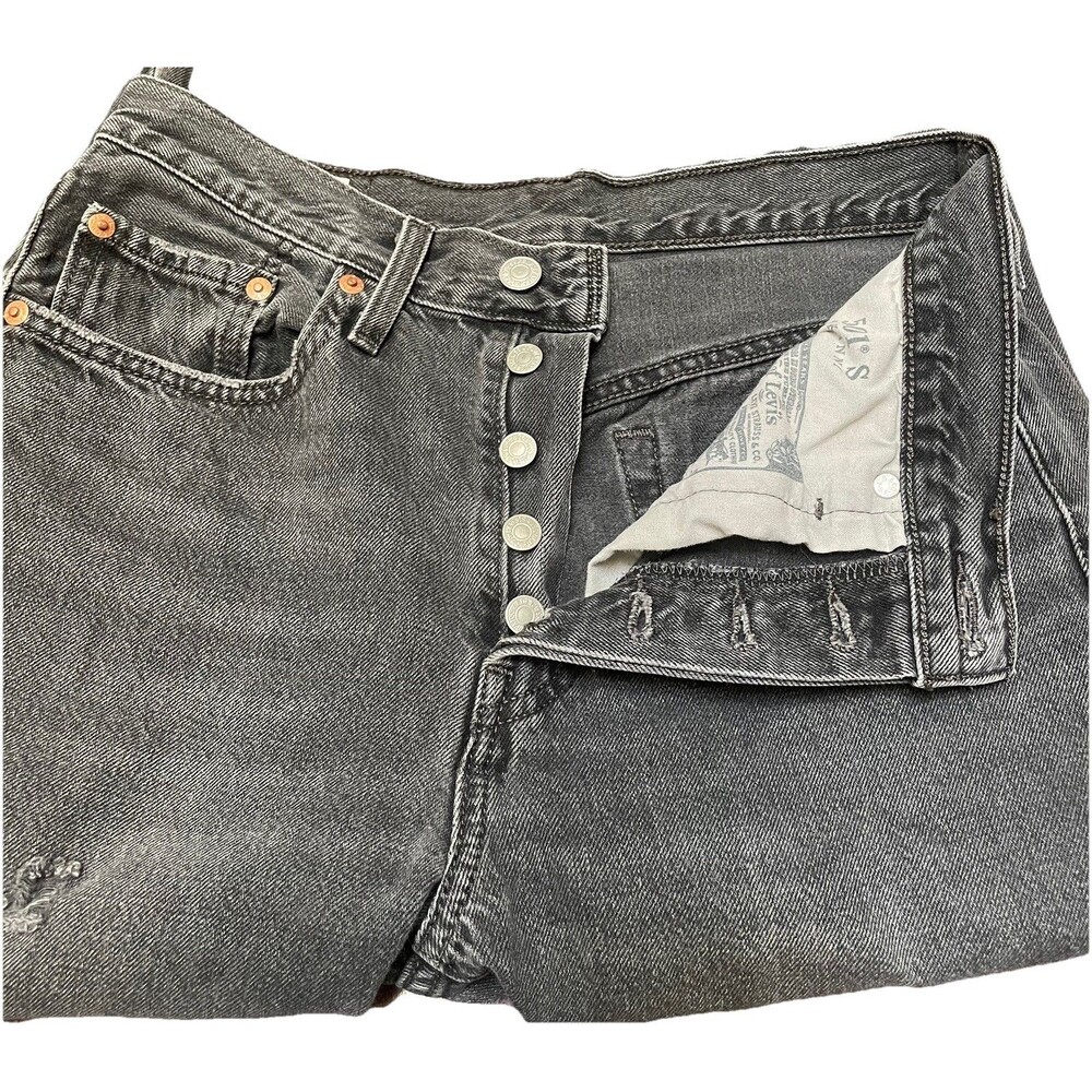 Levi's 501 S Women 27 x 30 Faded Black Button Fly Grunge Indie Sleaze Minimalist